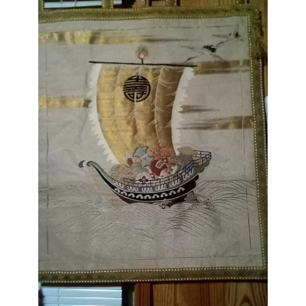 Vintage Japanese Fukusa Ceremonial Cloth/Tapestry Wall Art 28x25